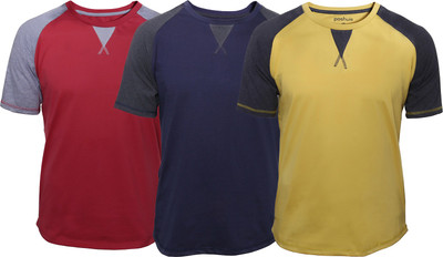 

Poshuis Solid Men's Round Neck Red, Blue, Yellow T-Shirt(Pack of 3, Blue;red;yellow