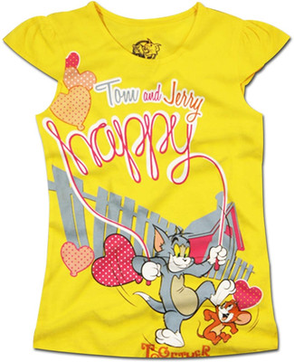

Super Drool Girls Graphic Print T Shirt(Yellow, Bright yellow
