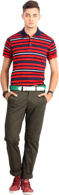 

Proline Striped Men's Polo Neck Red T-Shirt, Rd/mny/ge/wh