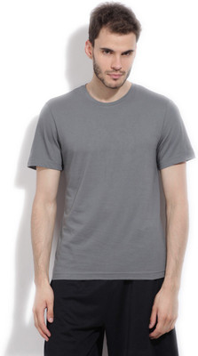 

REEBOK Solid Men's Round Neck Grey T-Shirt, Alloy