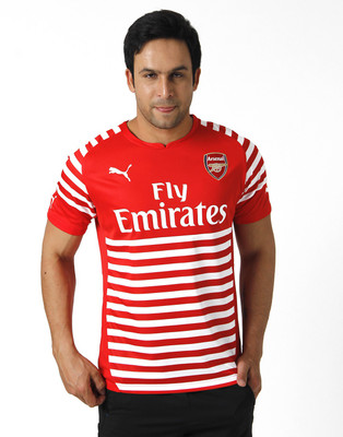 

Puma Striped Men' Round Neck Red T-Shirt, High risk red-white