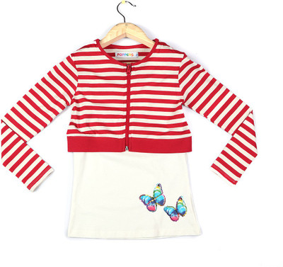 

Poppers by Pantaloons Girls Striped T Shirt(Pink, Fuchsia
