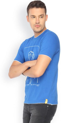 

Campus Sutra Printed Men Round Neck Blue T-Shirt, Royal blue