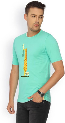 

Campus Sutra Printed Men Round Neck Green T-Shirt