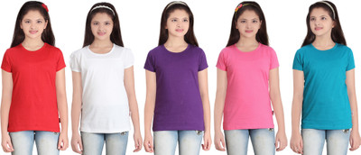 

FabTag - Sini Mini Girls Solid T Shirt(Multicolor