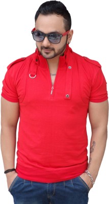 Black Collection Solid Men Round Neck Red T-Shirt