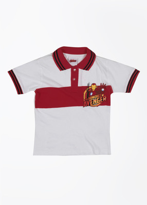 

Marvel Ironman Boys Striped T Shirt(White, Pack of 1