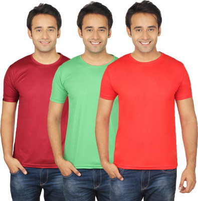 

Quetzal Solid Men's Round Neck Red, Green, Maroon T-Shirt(Pack of 3, Green;maroon;red