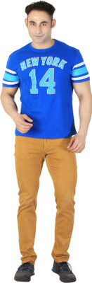 

ISHWA Graphic Print Men's Round Neck Dark Blue T-Shirt, Navy