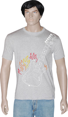 

Tshirt.in Graphic Print Men' Round Neck Grey T-Shirt, Grey melange