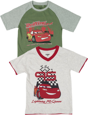 

Disney Cars Boys Printed T Shirt(Grey, Green/melange