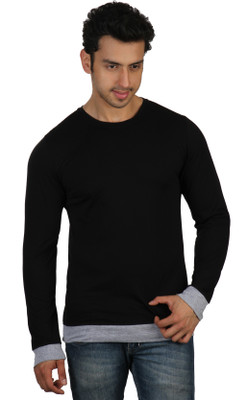 

Rigo Solid Men's Round Neck Black T-Shirt