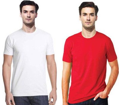 

Gallop Solid Men' Round Neck White, Red T-Shirt(Pack of 2, Red;white