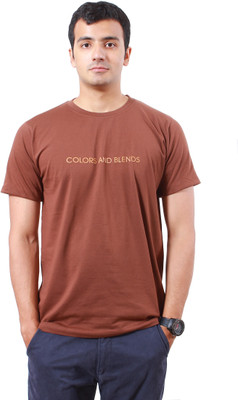

Colors & Blends Printed Men's Round Neck Brown T-Shirt
