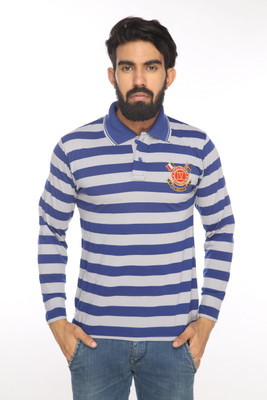 

Alan Jones Striped Men's Polo Neck Dark Blue, Grey T-Shirt