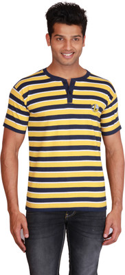 

Right Shape Striped Men's Henley Yellow, Blue T-Shirt, Navy;yellow