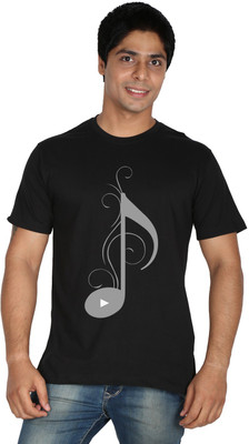 

Trendster Printed Men' Round Neck Black T-Shirt