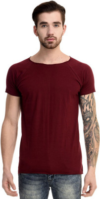 

Mi Moda Solid Men's Round Neck Maroon T-Shirt