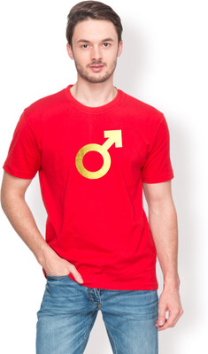 

Foyld Graphic Print Men's Round Neck Red, Gold T-Shirt