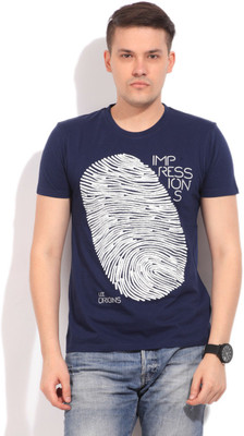 

Lee Printed Men's Round Neck Blue T-Shirt, Navy