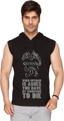 

SayItLoud Graphic Print Men's Hooded Black T-Shirt