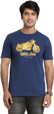 

Seven Printed Men's Round Neck Blue T-Shirt