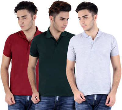 

Sanvi Traders Solid Men Polo Neck Multicolor T-Shirt(Pack of 3