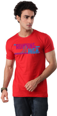 

Inkovy Graphic Print Men's Round Neck Red T-Shirt