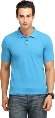 

Fio Solid Men's Polo Neck Blue T-Shirt