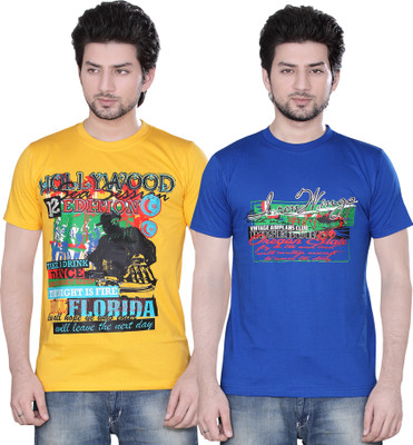 

Zebu Printed Men's Round Neck Multicolor T-Shirt(Pack of 2)