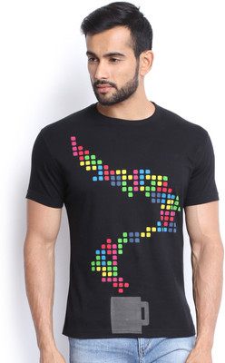 

Soul Deep Skin Printed Men's Round Neck Black T-Shirt, Jet-black