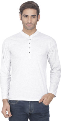 

eSOUL Solid Men' Henley Grey T-Shirt, Light grey