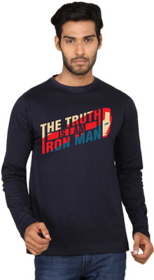 

SayItLoud Graphic Print Men's Round Neck Dark Blue T-Shirt