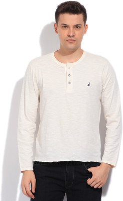 

Nautica Solid Men' Henley White T-Shirt, Egret