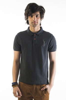 

Srota Solid Men's Polo Neck Black T-Shirt
