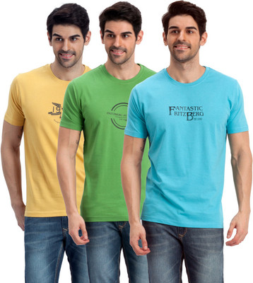 

Fritzberg Printed Men's Round Neck Multicolor T-Shirt(Pack of 3)