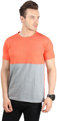 

SayItLoud Solid Men's Round Neck Orange, Grey T-Shirt, Grey melange;orange melange