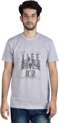 

Menlo Graphic Print Men's Round Neck Grey T-Shirt