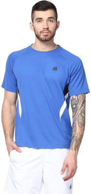 

Aurro Self Design Men's Round Neck Blue T-Shirt, Black