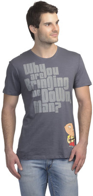 

Family Guy Printed Men' Round Neck Blue T-Shirt, Family guy steel blue slub