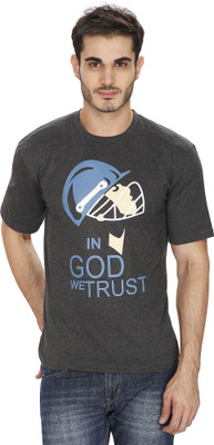

Sparky Printed Men' Round Neck Grey T-Shirt