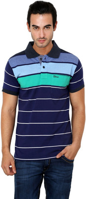 

Okane Striped Men's Polo Neck Green T-Shirt