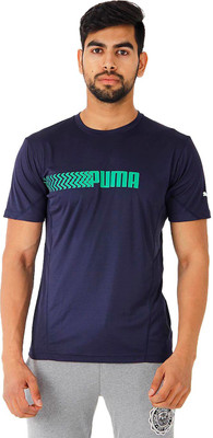 

Puma Self Design Men' Round Neck Dark Blue T-Shirt, Peacoat
