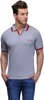 

AWG Embroidered Men's Polo Neck Grey T-Shirt