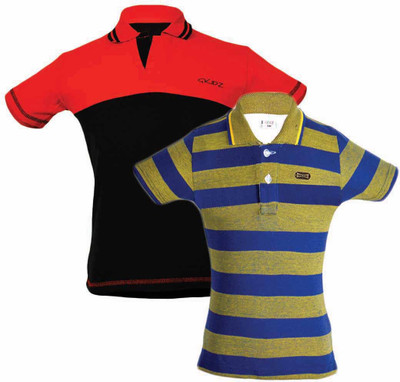 

Gkidz Boys Solid Cotton T Shirt(Multicolor, Pack of 2, Black