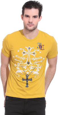 

Saiints Printed Men's Round Neck Yellow T-Shirt