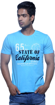 

Masculino Latino Printed Men' Round Neck Reversible Blue T-Shirt, Sky blue