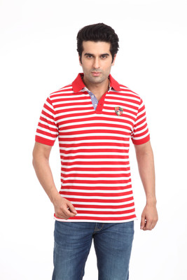 

Park Avenue Striped Men's Polo Neck Red T-Shirt