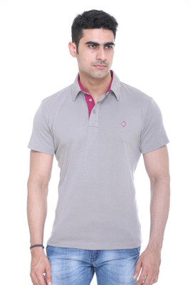 

Colors & Blends Solid Men's Polo Neck Grey T-Shirt, Light grey