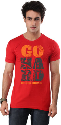 Inkovy Graphic Print Men's Round Neck Red T-Shirt